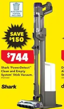 Harvey Norman Shark 'powerdetect™ clean and empty system' stick vacuum offer