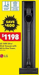 Harvey Norman LG 'A9X Ultra' Stick Vacuum with All-In-One Tower offer