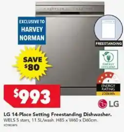 Harvey Norman LG 14-Place Setting Freestanding Dishwasher offer