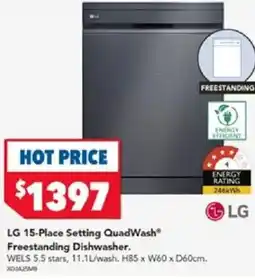 Harvey Norman LG 15-Place Setting QuadWash Freestanding Dishwasher offer