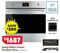 Harvey Norman Smeg 600mm Classic Pyrolytic Oven offer