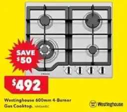 Harvey Norman Westinghouse 600mm 4-Burner Gas Cooktop offer