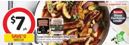 Coles Coles Finest Sausages offer