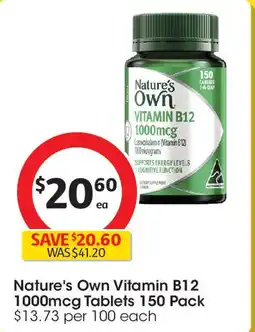 Coles Nature's Own Vitamin B12 1000mcg Tablets offer