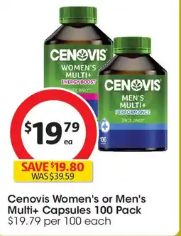 Coles Cenovis Women's or Men's Multi+ Capsules offer