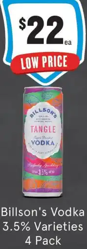 IGA Liquor Billson's Vodka 3.5% Varieties offer