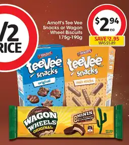 Coles Arnott's Tee Vee Snacks or Wagon Wheel Biscuits offer