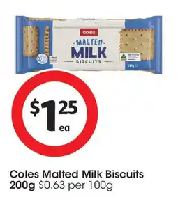 Coles Coles Malted Milk Biscuits offer