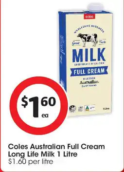 Coles Coles Australian Full Cream Long Life Milk offer