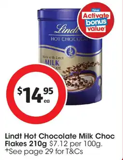 Coles Lindt Hot Chocolate Milk Choc Flakes offer