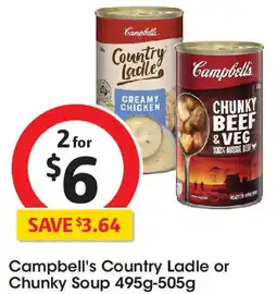 Coles Campbell's Country Ladle or Chunky Soup offer