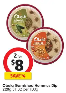 Coles Obela Garnished Hommus Dip offer