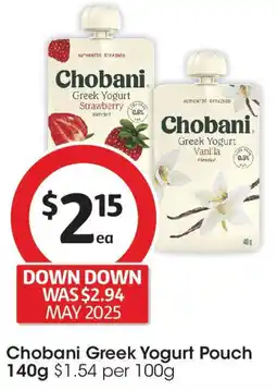 Coles Chobani Greek Yogurt Pouch offer