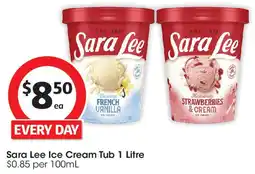 Coles Sara Lee Ice Cream Tub offer