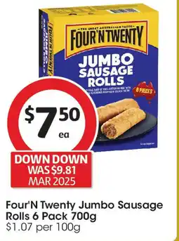Coles Four'N Twenty Jumbo Sausage Rolls offer