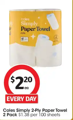 Coles Coles Simply 2-Ply Paper Towel offer