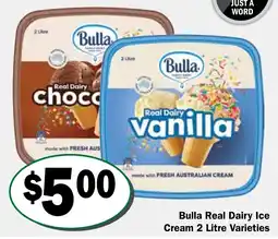 Friendly Grocer Bulla Real Dairy Ice Cream offer