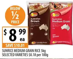 Supabarn Sunrice medium grain rice selected varieties offer