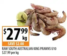 Supabarn Raw south australian king prawns u10 offer