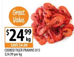 Supabarn Cooked tiger prawns u15 offer