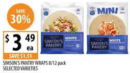 Supabarn Simson's pantry wraps selected varieties offer