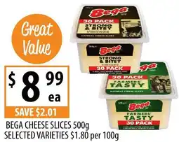 Supabarn Bega cheese slices selected varieties offer