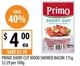 Supabarn Primo short cut wood smoked bacon offer