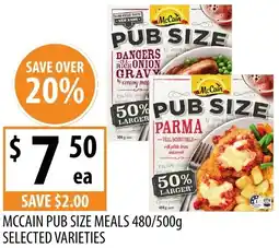 Supabarn Mccain pub size meals selected varieties offer