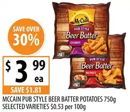 Supabarn Mccain pub style beer batter potatoes selected varieties offer