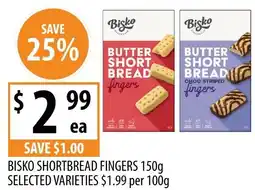 Supabarn Bisko shortbread fingers selected varieties offer