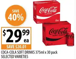 Supabarn Coca-cola soft drinks selected varieties offer