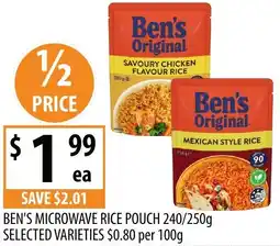 Supabarn Ben's microwave rice pouch selected varieties offer
