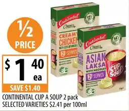 Supabarn Continental cup a soup selected varieties offer