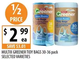 Supabarn Multix greener tidy bags selected varieties offer