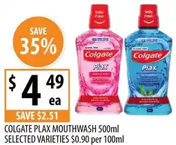 Supabarn Colgate plax mouthwash selected varieties offer