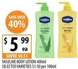 Supabarn Vaseline body lotion selected varieties offer