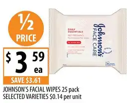 Supabarn Johnson's facial wipes selected varieties offer