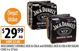 Supabarn Jack daniel's double jack & cola and double jack & cola no sugar cans offer