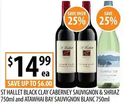 Supabarn St hallet black clay caberney sauvignon & shriaz and atawhai bay sauvignon blanc offer