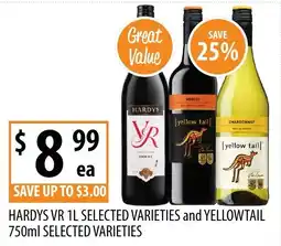 Supabarn Hardys vr selected varieties and yellowtail selected varieties offer