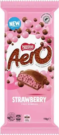 IGA Nestlé Aero Strawberry Choc Bubbles Chocolate Block 118g offer
