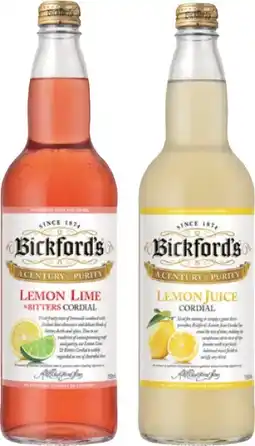 IGA Bickford’s Cordial 750mL Selected Varieties offer
