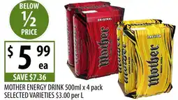 Supabarn Mother energy drink selected varieties offer