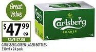 Supabarn Carlsberg green lager bottles offer