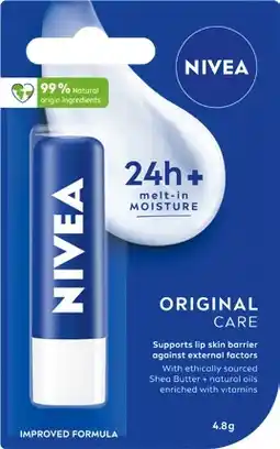 IGA Nivea 24h Melt‑In Moisture Lip Balm 1 Pack Selected Varieties offer