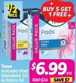 Your Discount Chemist Tena Instadry Pad Standard 20 or Extra 24 offer