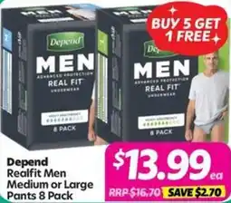 Your Discount Chemist Depend Realfit Men Medium or Large Pants offer