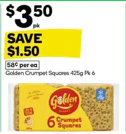 Woolworths Golden Crumpet Squares 425g Pk 6 offer