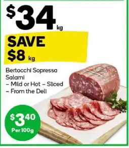 Woolworths Bertocchi Sopressa Salami offer