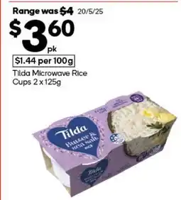 Woolworths Tilda Microwave Rice Cups 2 x 125g offer